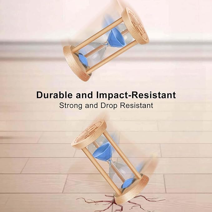 3 Minute Sand Timer, 3 Min Wooden Hourglass, Wood Mini Sand Clock, Three Minute Sandglass, Reloj De Arena, Small Hour Glass for Toothbrush Timer, Kitchen, Desk Decor, Work, Game, Gift, Blue