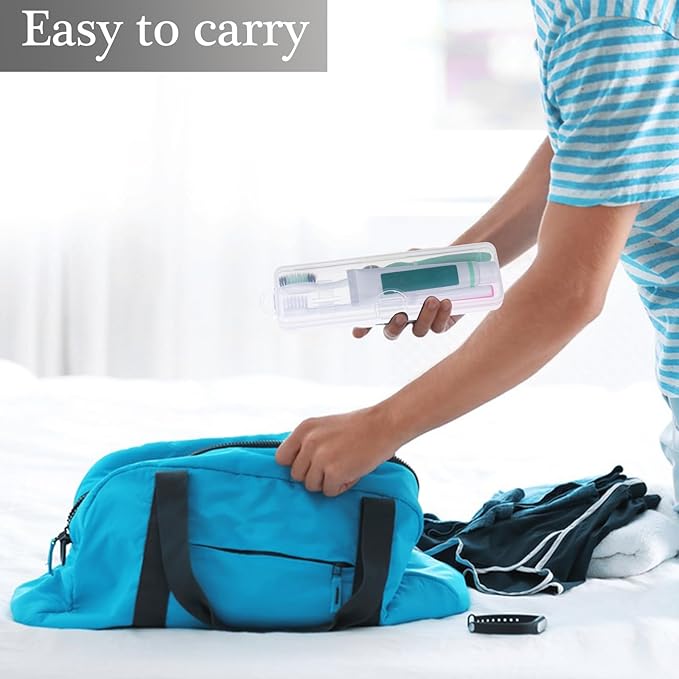 Toothbrush Travel Case 2 Pack, Clear Toothbrush Case Holder Travel Size Plastic Toothbrush Holder Toothpaste Storage Container Portable for Traveling, 7.87 x 2.36x 1.18”