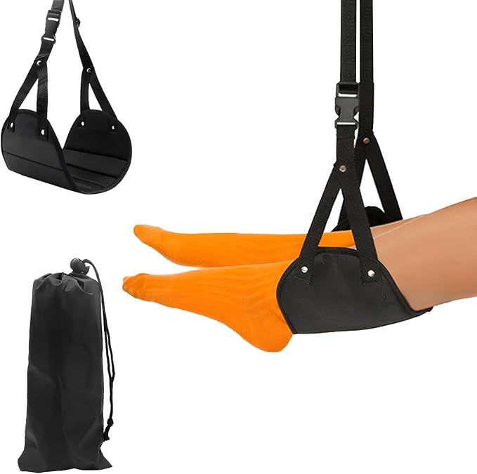 Airplane Foot Rest for Plane Long Flight Air Travel Foot Hammock Relax Feet Portable Desk Foot Hammock with Extended Adjustment Strap FootSling Airplane Travel Essentials for Long Flight