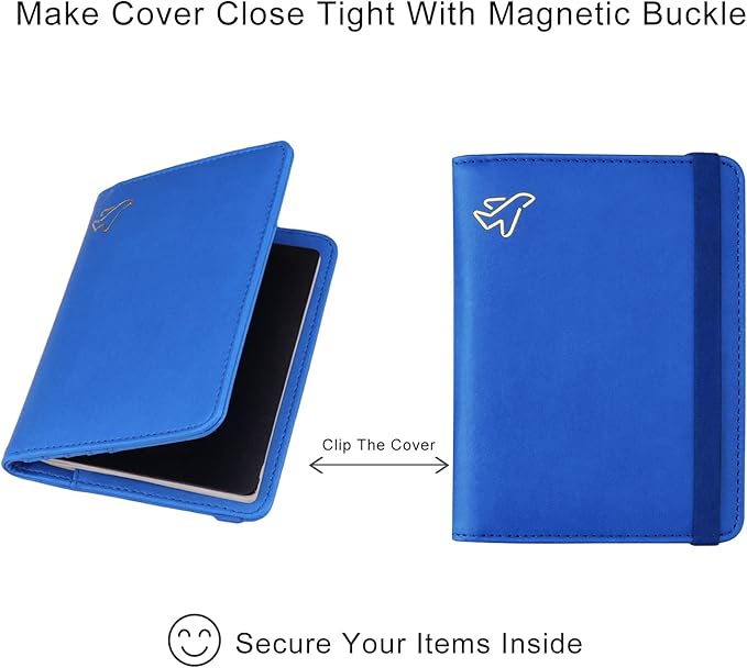 WALNEW Passport Holder for Travel, RFID Passport Cover Wallet for Women Men, PU Leather Passport Book Card Holder Case with Pen, Travelling Essentials for Flying