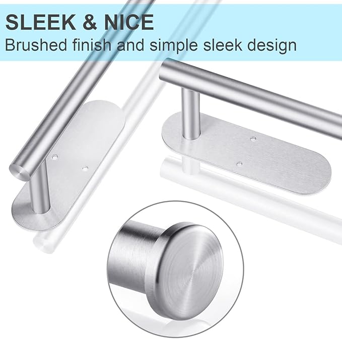 CUXIXA Paper Towel Holder Under Cabinet 2 Pack,Stainless Steel Paper Towel Holder Wall Mount for Kitchen, Bathroom, RV, Paper Towel Rack with Self Adhesive and Screws (Silver)