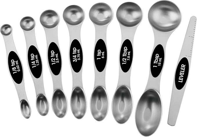 Pack of 8 Stainless Steel Magnetic Measuring Spoons Set, Cordless Handheld, Lightweight, Double Run Time for Lawn 1