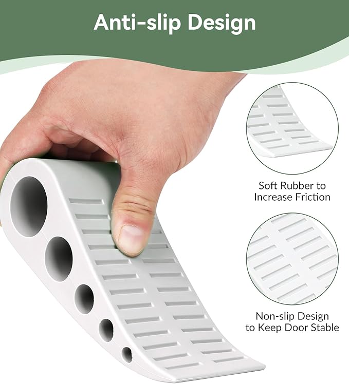 1.9 Inches Heavy Duty Door Stopper, Rubber Door Stop, Door Stoppers for Bottom of Door, Large Door Stopper Wedge for Home Office School (White)