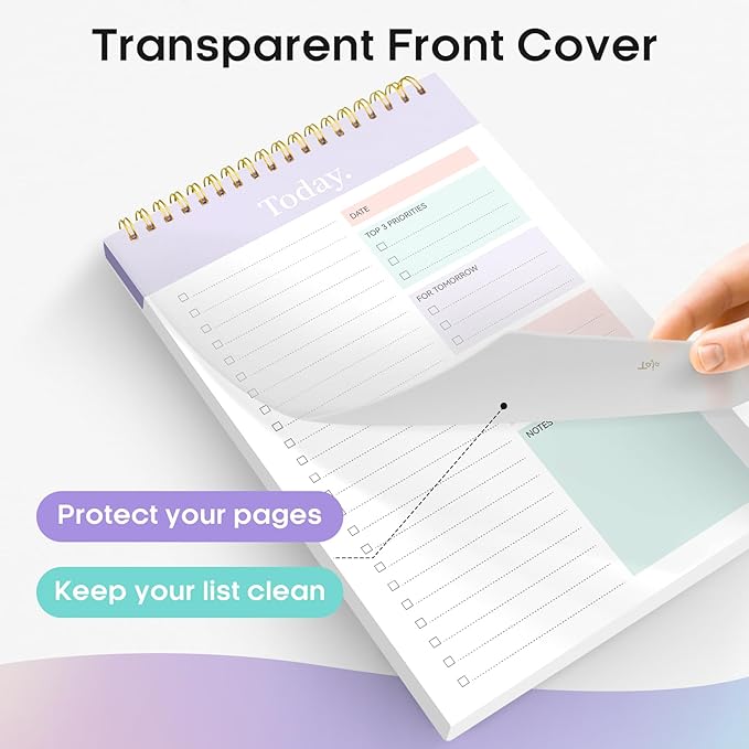 Taja To Do List Notepad - To Do List Notebook for Work with 52 Sheets, 9.8" x 6.5", Undated Daily Planner Perfect for Daily Tasks and Goal Setting, Notepad Suitable for Office, Home & School - Violet Dream