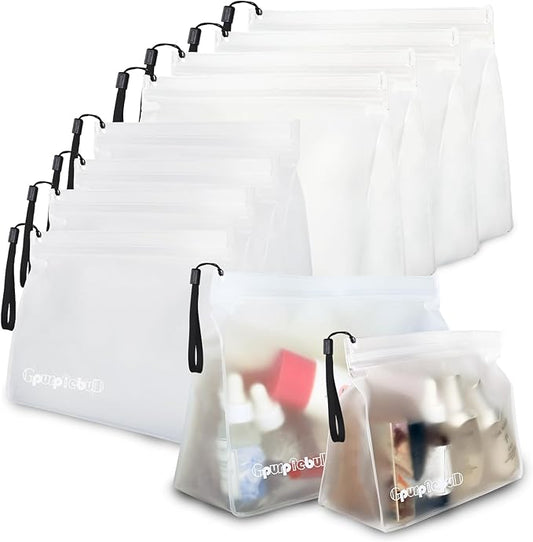 10 Pack TSA Approved Toiletry Bag, Clear Travel Toiletry Bag, Quart Size PEVA Leakproof Makeup Cosmetic Bag for Toiletries Traveling Trips, Carry on Airline Compliant Bags for Men & Women