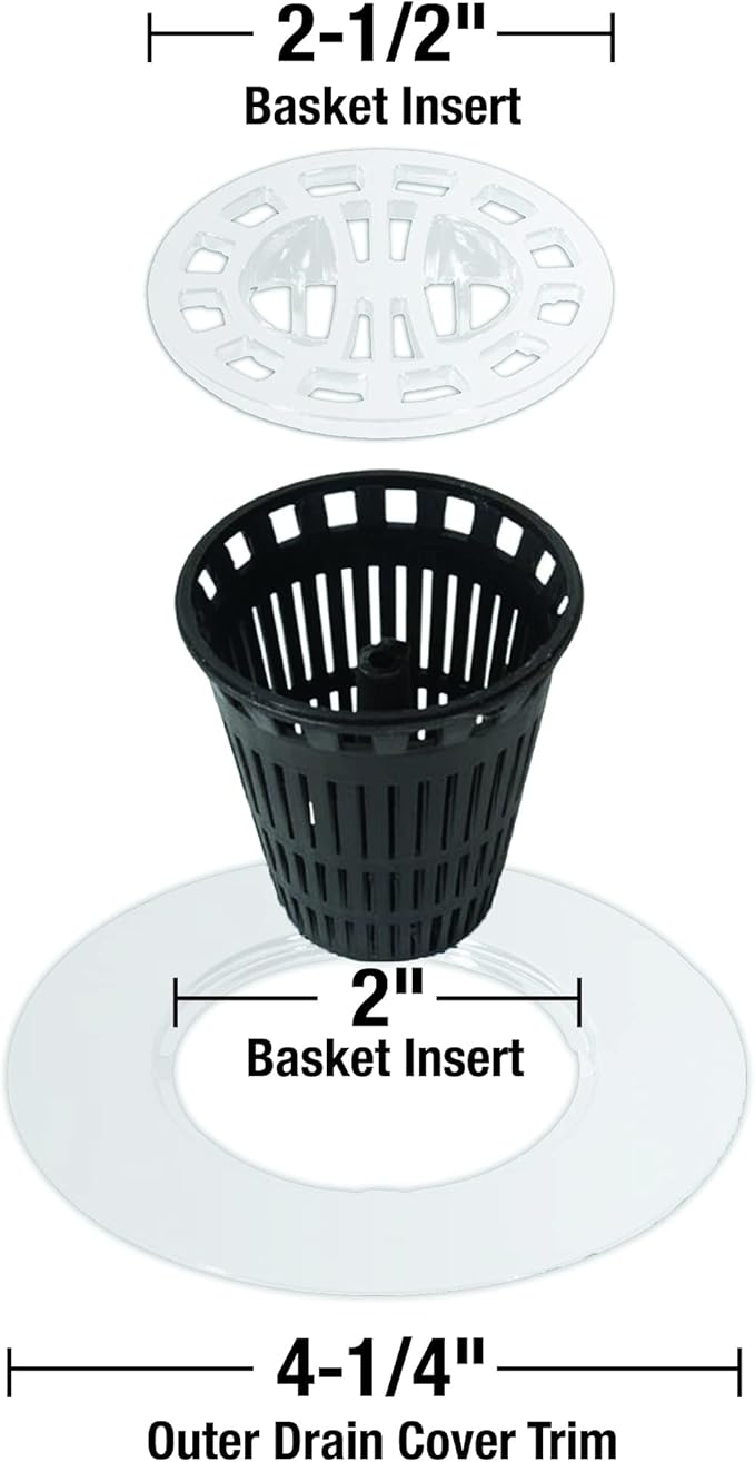 DANCO Hair Catcher for Stand-Alone Shower Drain Cover | 3-inch Shower Drain Openings | Strainer Snare | White (10533) (Pack of 2)