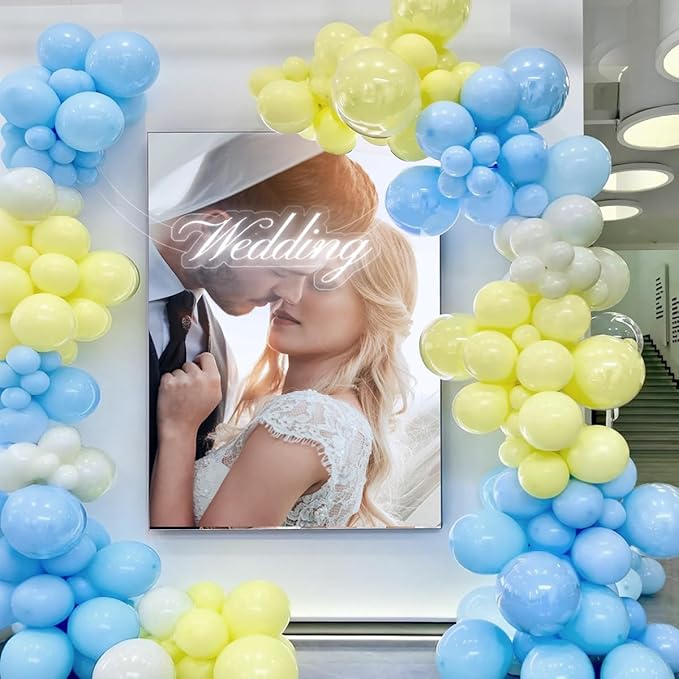 MEBAY Blue Yellow White Balloon Garland Arch Kit, 155Pcs Latex Balloons Different Size 18 12 10 5 inch for Birthday Baby Shower Wedding Anniversary Party
