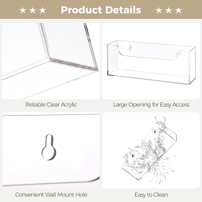 Homaisson Clear Acrylic Mail Holder Box for Desk or Wall Mount, Mail Organizer Countertop, Modern Wall Mounted or Tabletop Mailbox, Letter Storage Organizer Box (Clear-2PCS)