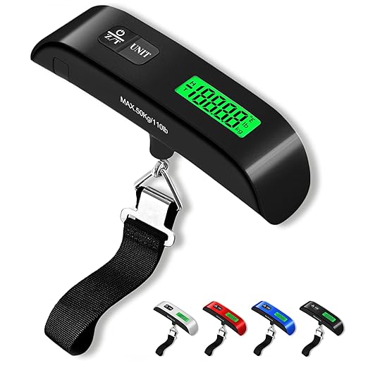 Luggage Scale, 110lb Luggage Weight Scale with 4 Unit Switching Functions & LED Display, Luggage Scale Travel Digital for Weighing Luggage, Backpacks, Packages, and Markets (Black)