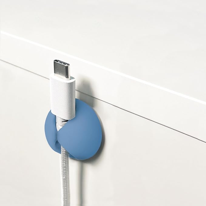 Wrap-It Storage Cable Clips - (Assorted 28-Pack) Macaron - Desk and Nightstand Cable Holder for Phone and Bedside Table Cord Organizer