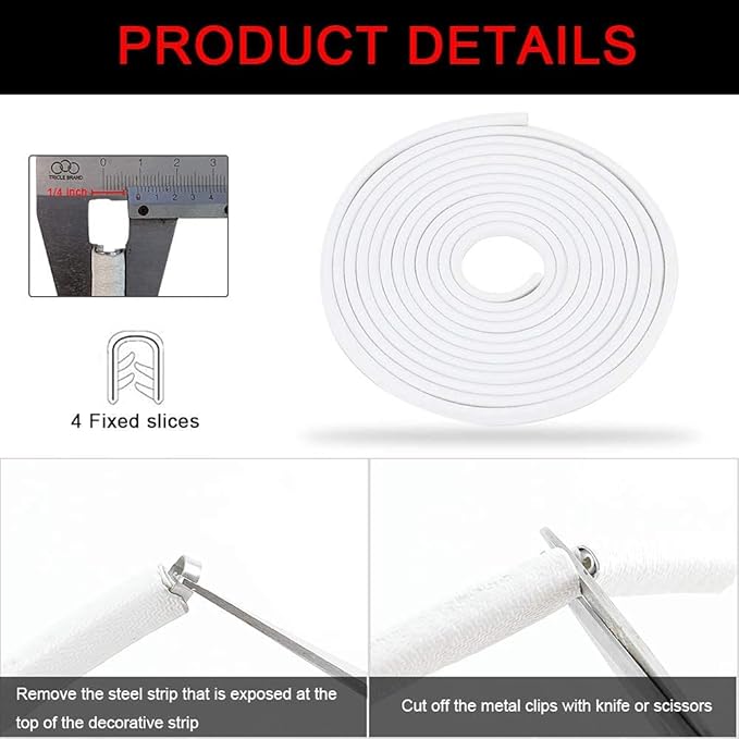 Winunite 65.6ft(20m) Car Door Edge Guards White – Fits Most Vehicles, No Glue, U-Shaped, Built-in Metal Clips, Scratch and Chip Resistant – Reduces Dings in Parking Lots