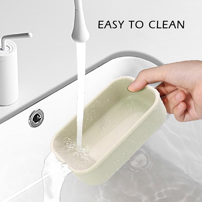 Travel Soap Dish with Lid, Shampoo Bar Holder, Enhanced Leakproof Soap Box,Draining Soap Bar Holder for Traveling, Camping, Outdoor, Gym, Bathroom (Clear&Offwhite)