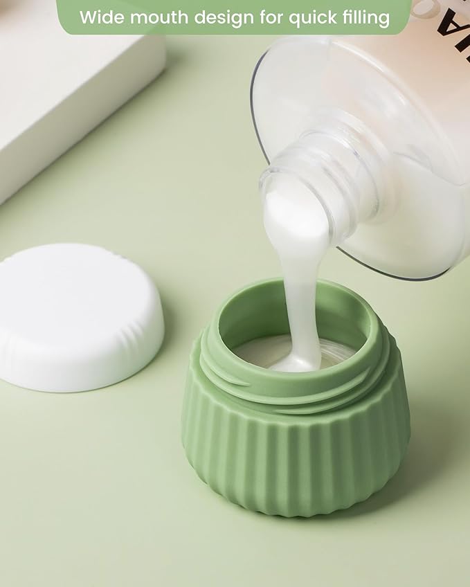 Travel Containers for Toiletries 4 Pack, TSA Approved Travel Size Toiletries, With Clear Bag Leak Proof Silicone Jars, Cream Jars, Carrying Small Items