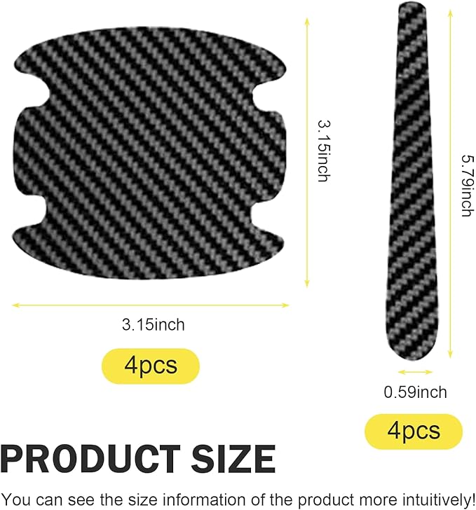 8PCS Car Door Handle Scratch Protectors, Carbon Fiber Vehicle Doors Handle Cover Guard Protective Film, Waterproof Car Door Handles Bowl Sticker, Universal Accessory for Most Auto Handles