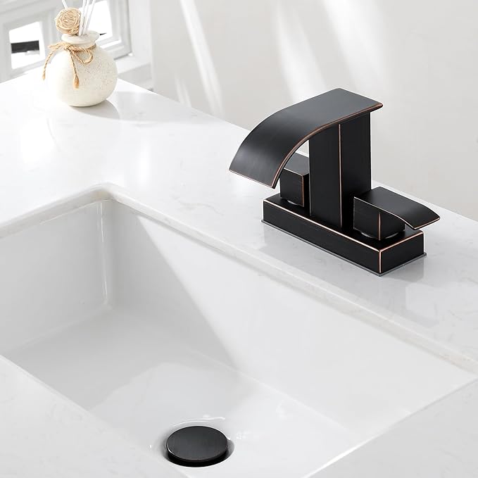 Vessel Sink Drain Without Overflow, Plastic Bathroom Pop up Sink Drain Fit for 1 3/4 Inch Vessel Sink, Built-in Anti Clogging Sink Stopper, Oil Rubbed Bronze