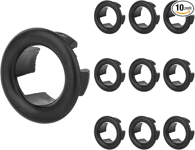 10pcs Sink Overflow Ring, Chrome Plated Bathroom Sink Overflow Trim Ring Cover Drain Hole Insert Cap for Kitchen Bathroom Basin Vanity & Ceramic Sinks (Black)