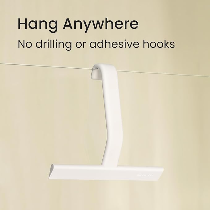 dancemoon JustHang Shower Squeegee for Glass Doors, All-One-Piece Silicone with Built-in Hook Design for Easy Hanging, Household Window Mirror Squeegee for Bathroom, Glass, Kitchen, Tile Wall, Car