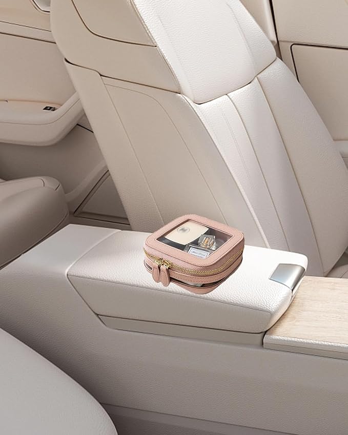 Clear Makeup Bag Small, Mini Portable Clear Makeup Bag for Purse Cute Waterproof Travel Cosmetic Case Makeup Pouch TSA Approved Toiletry Bag Women Traveling Car Organizer Car Essentials (Pink, Mini)