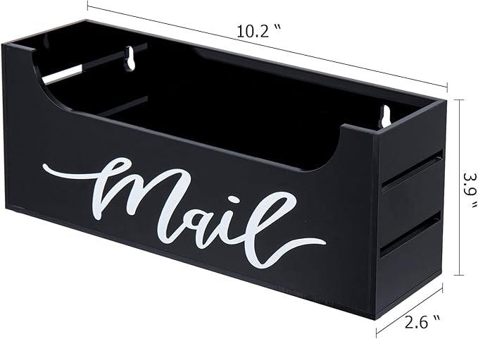MyGift Premium Smoky Gray Acrylic Mail Holder with Decorative White Cursive Mail Label, Modern Wall Mounted or Tabletop Mailbox, Letter Storage Organizer Box
