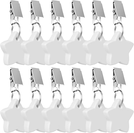 12 Pack Tablecloth Weights, Tablecloth Pendant Stones with Metal Clips, Heavy Marble Tablecloth Hangers, Stainless Steel Table Cover Clamps for Decoration, Outdoor, Picnic, Family Dinner Party