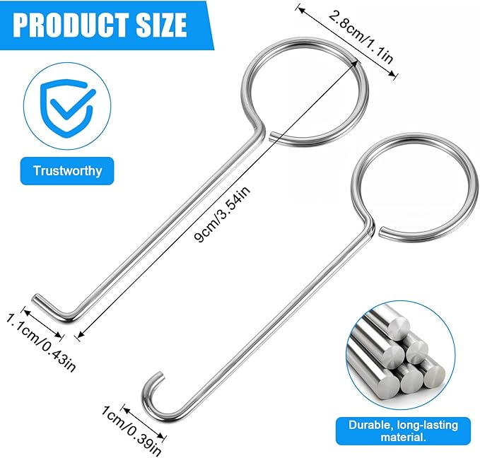 Ymapinc Drain Key Lifting Hooks, Easy Drain Grate Cleaning Hook, Stainless Steel Talon Drain Opener, Efficient Clog Remover for Bathroom, Kitchen, And Utility Drains Grate, Silver 5 PCS