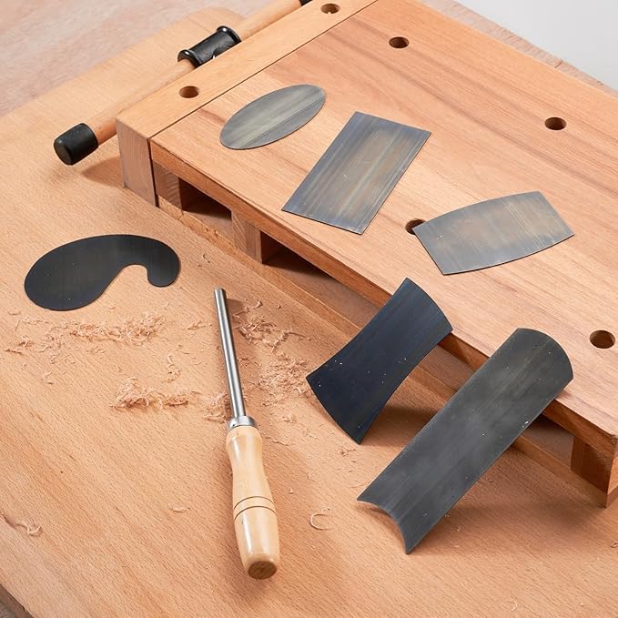 New Cabinet Scraper Cards and Cabinet Scraper Burnisher with 6 Piece Multi-Shaped Scraper Set 1 Oval 2 Double Convex/concave 1 Rectangle 1 Curved and 1 Gooseneck Scraper (HTCSCS07)