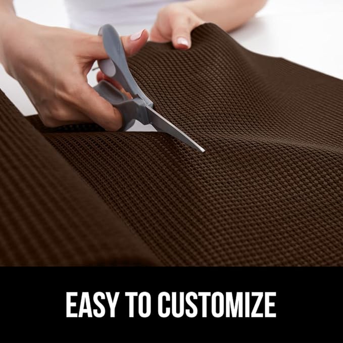 GORILLA GRIP powerGRIP Drawer Shelf and Cabinet Liner, Thick Strong Hold, Non-Adhesive Liners Protect Kitchen Cabinets and Cupboard, Bathroom Drawers, Easy Install, Breathable Mat, 17.5" x10', Brown