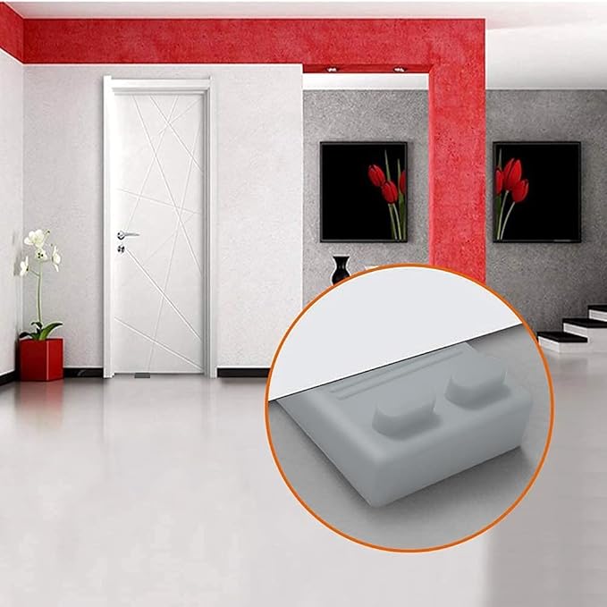 Thin Door Stoppers for Bottom of Door Small Rubber Wedge Flexible and Non Scratching Door Holder - Smart Stackable Slip-Resistant Design (Gray)