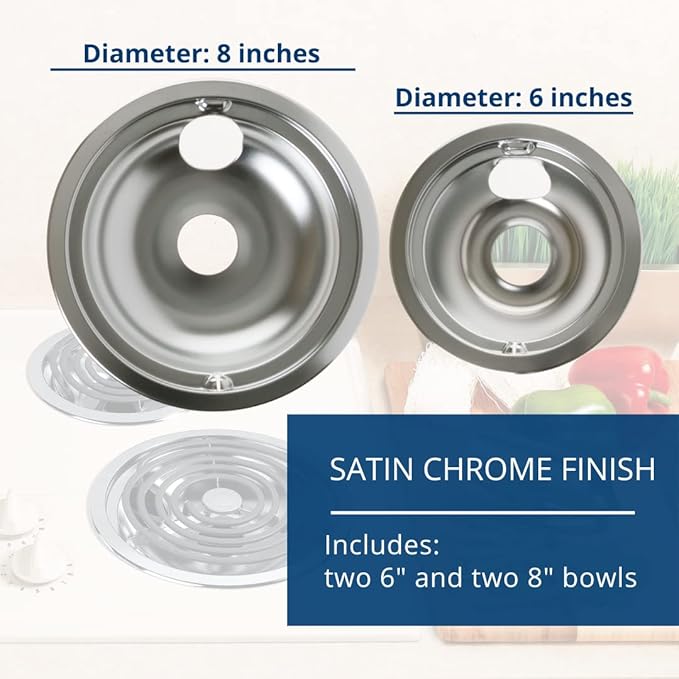 GE Appliances Range/Stove/Oven Drip Pan Set, 4-pack, GE Appliances Manufactured OEM Part,GE68C