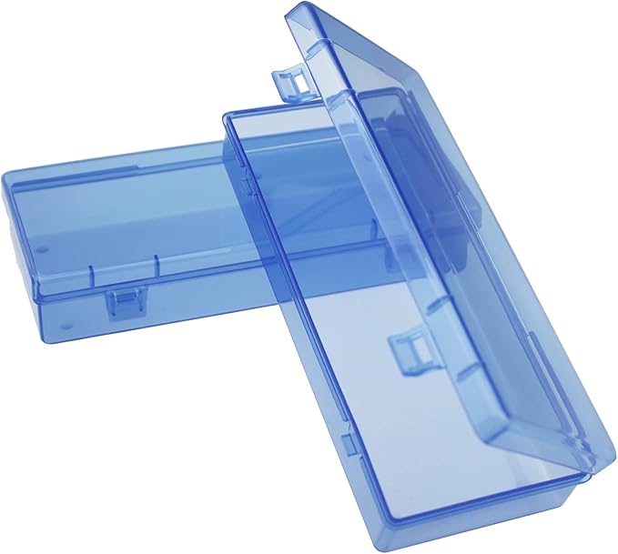 Goodma 6 Pieces Rectangular Empty Mini Clear Plastic Organizer Storage Box Containers with Hinged Lids (Blue, 6.1 x 2.6 x 1.2 inch)
