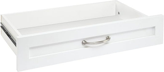 ClosetMaid SuiteSymphony Wood Closet Drawer, Add On Accessory, Shaker Style, For Storage, Closet, Clothes, 25” x 5” Size for 25 in. Units, Pure White