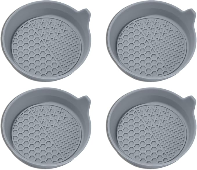 4PCS Car Cup Holder Coaster, Silicone Non-Slip Vehicle Insert Water Bottle Mat, Universal Insulation Drink Cup Pad Decor for SUV/Sedan/Truck, Automotive Interior Accessories (Gray)