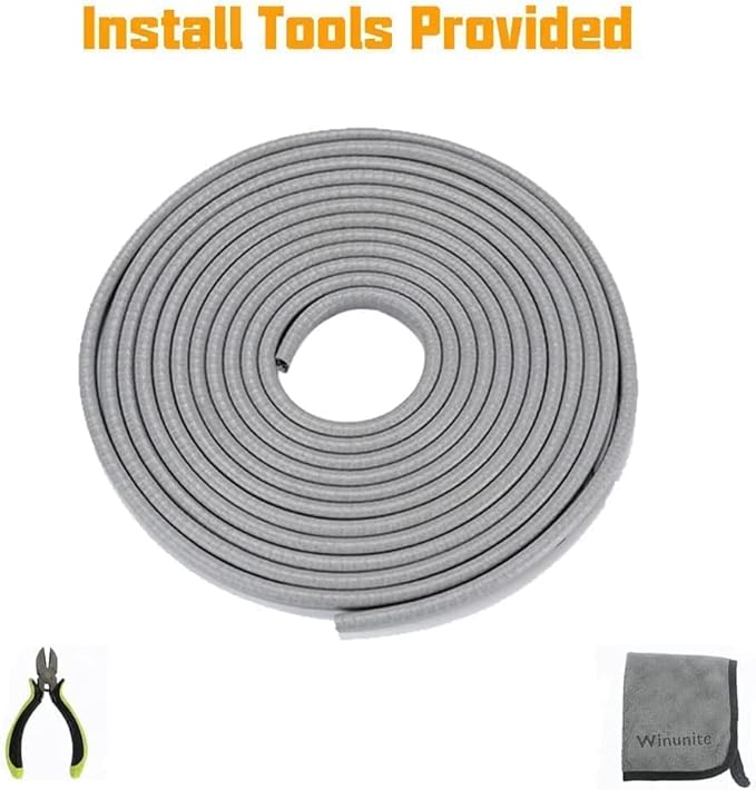 Winunite 16.4ft(5m) Car Door Edge Guards Light Gray– Fits Most Vehicles, No Glue, U-Shaped, Built-in Metal Clips, Scratch and Chip Resistant – Reduces Dings in Parking Lots