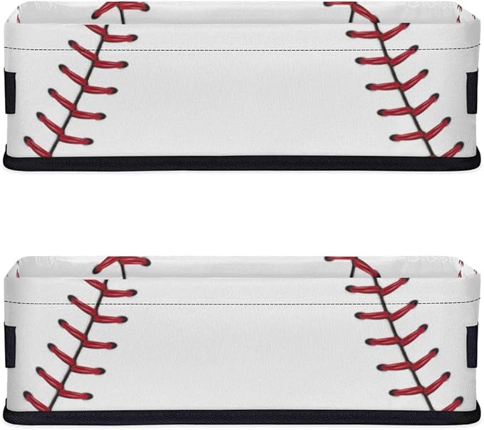 Baseball Lace Small Bathroom Baskets for Toilet,Foldable Toilet Paper Tank Basket Organizer for Towels Storage Decorative Open Storage Bins for Home,Closet,Containers,Cabinet