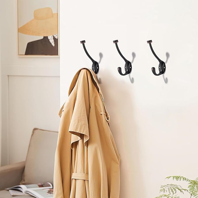 khtumeware The 5-Pack Heavy-Duty Zinc Alloy Oil Rubbed Bronze Coat Hook is suitable for bathrooms, behind doors, bedrooms, and corridors, and serves as a towel and robe hook for both household and commercial use.