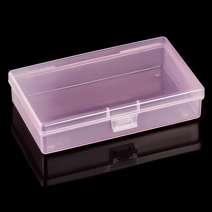Goodma 8 Pieces Rectangular Empty Mini Plastic Organizer Storage Box Containers with Hinged Lids for Small Items and Other Craft Projects (Pink, 5.3 x 3.1 x 1.2 inch)
