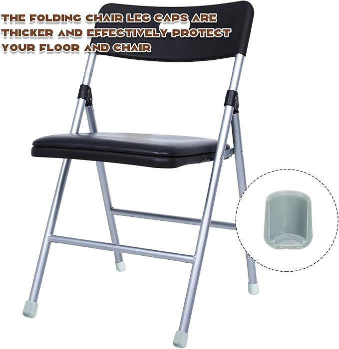 Folding Chair Leg Caps, 7/8 Inch Heavy Duty Plastic Round Chair Covers, Grey Furniture Leg Feet for Hardwood Floor Protectors (300 Pcs)