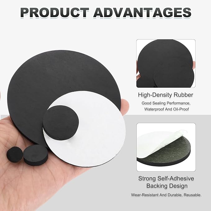 PATIKIL Non Slip Furniture Pads 1-9/16" (40mm x 2mm), 16 Pcs Adhesive Backed Round Rubber Feet Anti-Scratch Rubber Furniture Grippers for Hardwood Floor Electronics Bed Drawers DIY