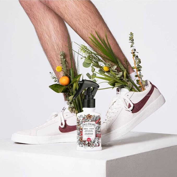 Sole-Pourri Shoe Deodorizer + Foot Spray, 3.4 Fl Oz, Up to 150 Uses, Funk-Fighting Odor Freshener with Essential Oils, for Smelly Shoes, Feet & Gym Bags, Cedarwood & Eucalyptus Scent