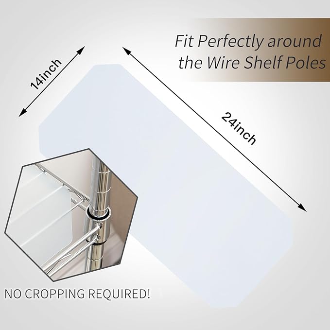 Poofzy Wire Shelf Liner 14" X 24", Non-Adhesive Plastic Shelf Liners for Wire Shelving, Waterproof Protector Mats (3PK, Clear)