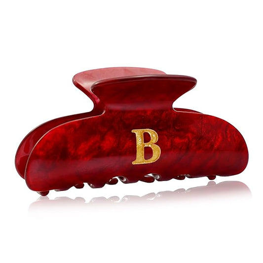 Acrylic Letter Hair Clips for Women -Red Monogram Hair Claw Alphabet Large Hair Clip, Fashion Glitter Claw Clips Elegant And Durable Hair Accessory, Letter B