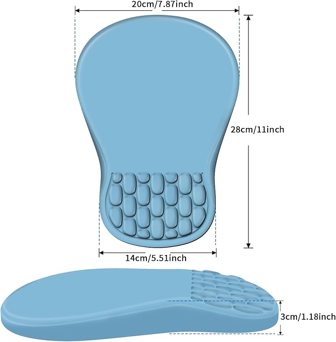 YIWEI Ergonomic Mouse Pad with Massage Design Wrist Rest, Comfortable Office Mousepad with Memory Foam Wrist Support and Non-Slip PU Base for Carpal Tunnel Relief, Mouse Pads for Home, Game (Blue)