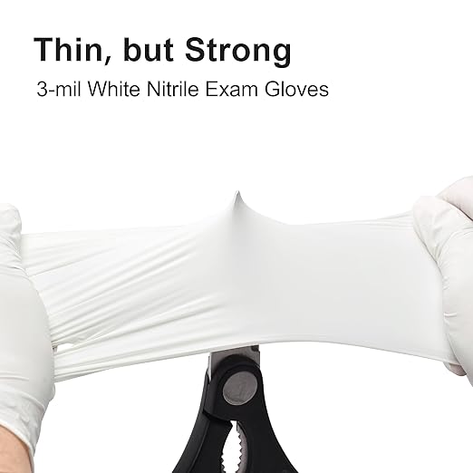 SwiftGrip Disposable Nitrile Exam Gloves, 3-mil, X-Small, Case of 1000, White Nitrile Gloves Disposable Latex Free for Medical, Cleaning, Cooking & Esthetician, Food-Safe, Powder-Free, Non-Sterile