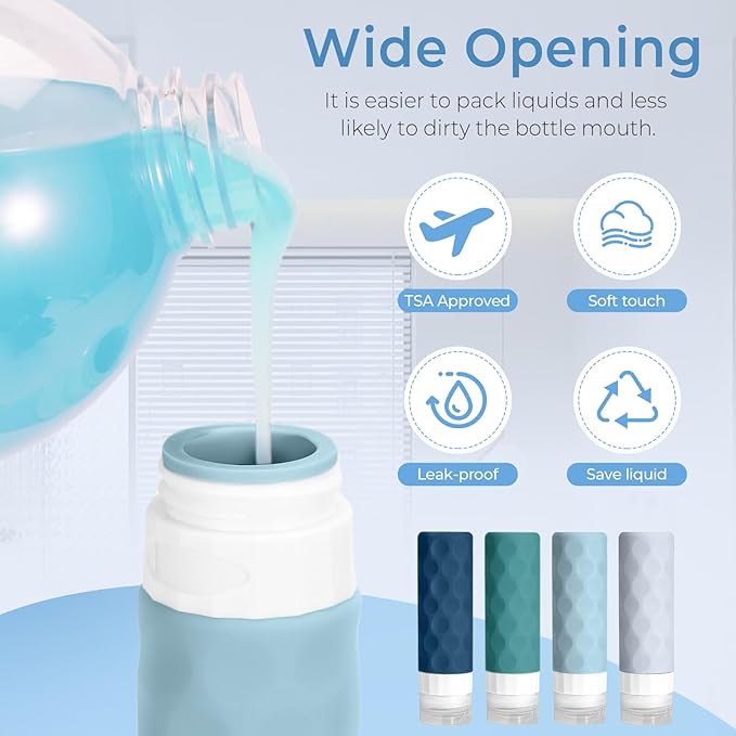 16pack Travel Bottles for Toiletries, TSA Approved Travel Size Containers Set, Leak Proof Refillable Liquid & Creams Toiletries Accessories Kit W/Toiletry Bag (Mint Green)