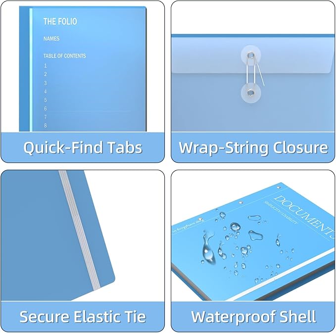 Important Document Organizer, Portable Document Holder for Papers, Passports, Birth Certificates, Expanding Folio for Home, School, Office Supplies, Letter Size