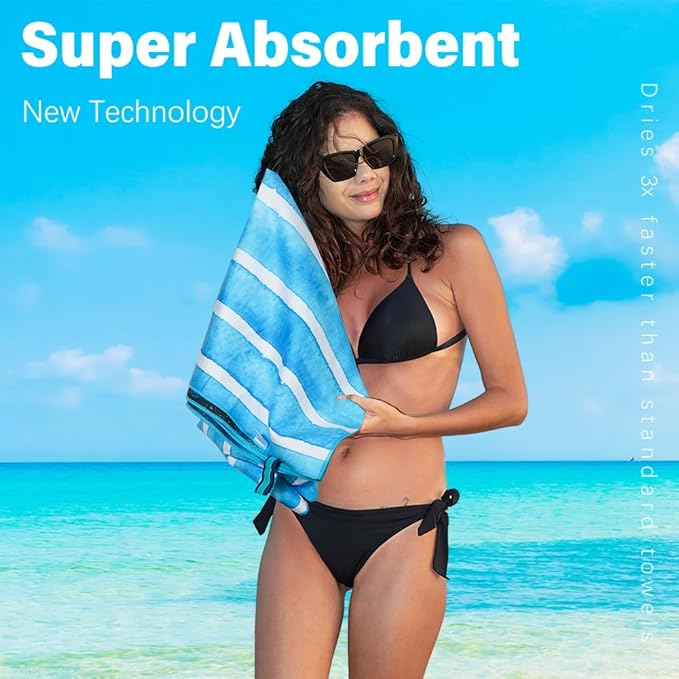 Widdonen Microfiber Lightweight Beach Towel Sand Free Quick Dry Absorbent Thin Compact Towels for Swimming Pool Camping Beach Accessories Large Easy Pack Travel Things for Vacation Essentials Gift