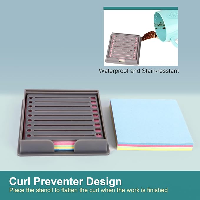 2 PCS Sticky Note Holder Compatible, with Sticky Note, 3x3 Sticky Pads Dispenser with Stencil, Memo Pad Organizer with Line Box Drawing Template for Office and Home