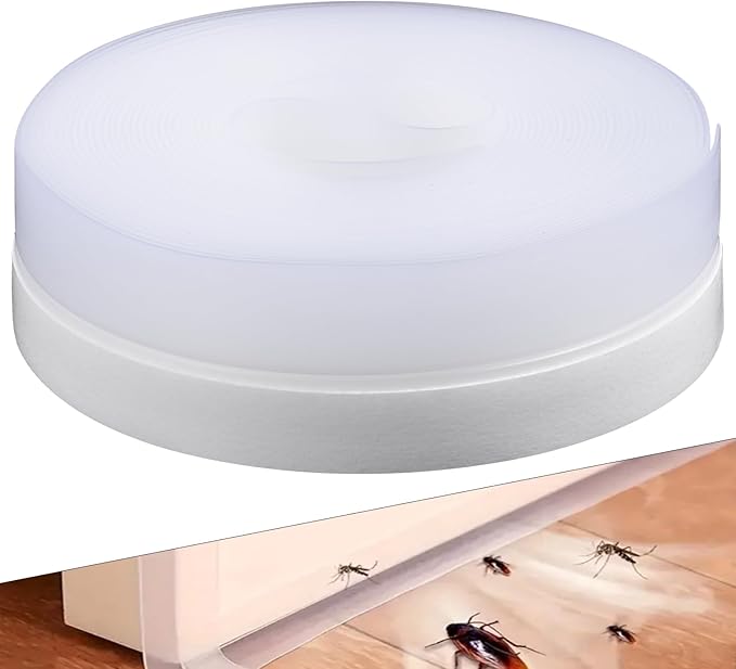 Silicone Weather Stripping Seal Door Tape 16.5 Feet Strip Bottom Draft Insulation Stopper Weatherproof Soundproof for Door Frame or Window Bathroom Shower Glass Gaps
