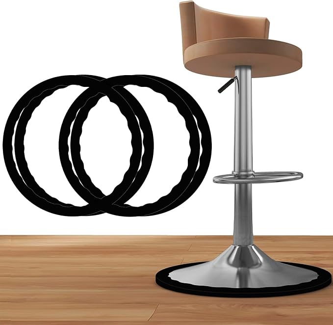 4 Pack Bar Stools Leg Protectors Ring, Non Slip Silicone Chair Leg Floor Protector, Pads Bottom Protect Wooden Floor No Scratches No Noise Anti-Slip, Stretchable Fits 16.5" to 18.5" Chair Base, Black