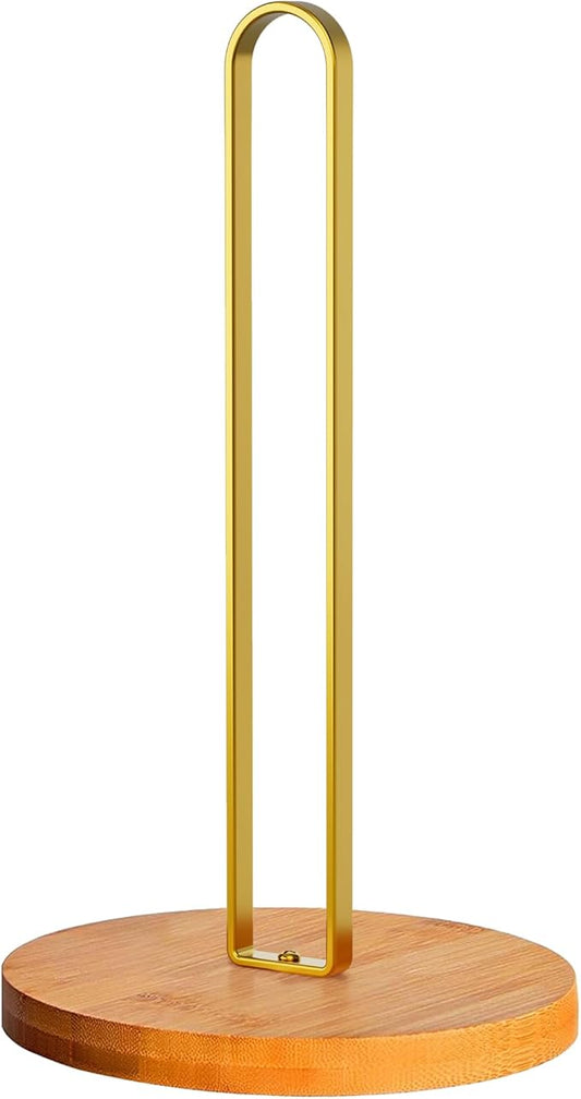 TONLEA Wooden Paper Towel Holder Countertop, Kitchen-Towel-Holder FreeStanding with Non-Slip Base for Bathroom
